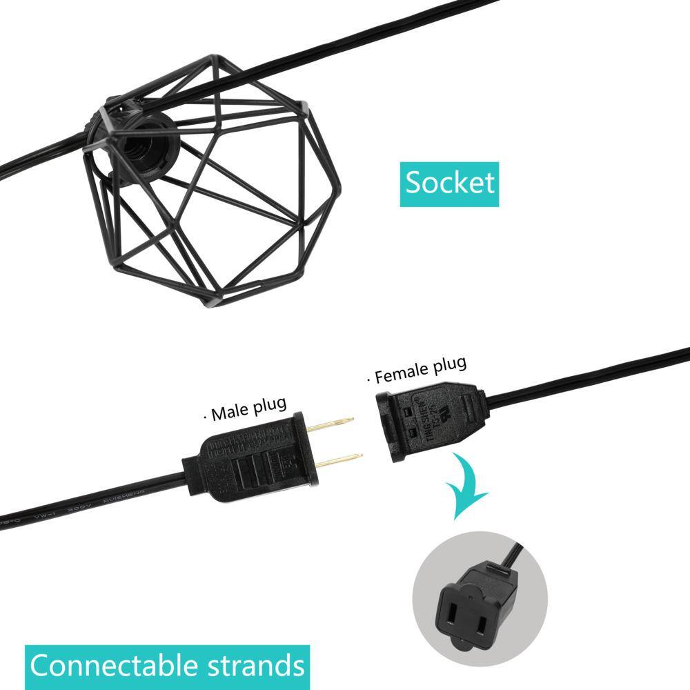 Black Diamond Cage LED Globe String Lights, 10 ft