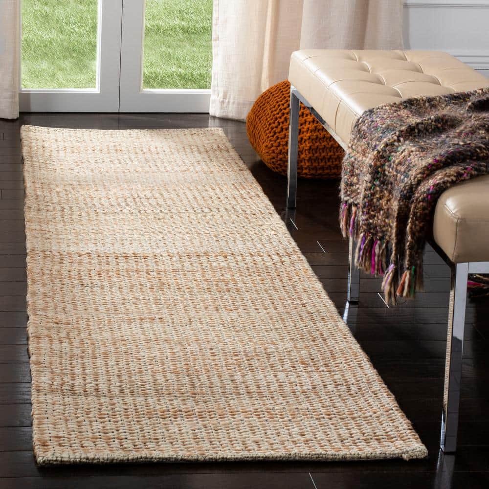Natural Ivory Handwoven Flatweave Wool Runner Rug