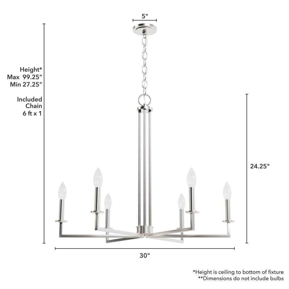 Brushed Nickel 30" Geometric Candle Chandelier