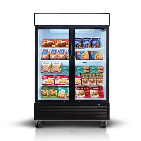 Biscayne Bay 54 in. 44.7 Cu. Ft. Commercial Auto / Cycle Defrost Merchandiser Upright Freezer in Black with Glass Door and LED Panel
