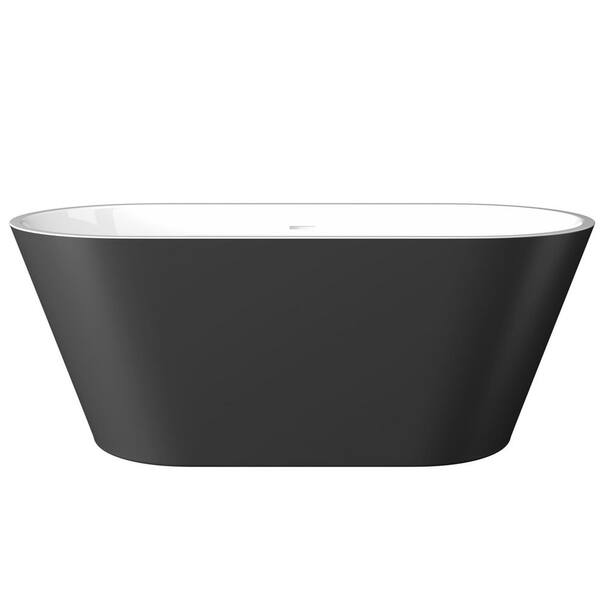 67 in. x 29.5 in. Free Standing Soaking Tub Flatbottom Freestanding Bathtub with Anti-Clogging Drain in Matte Black