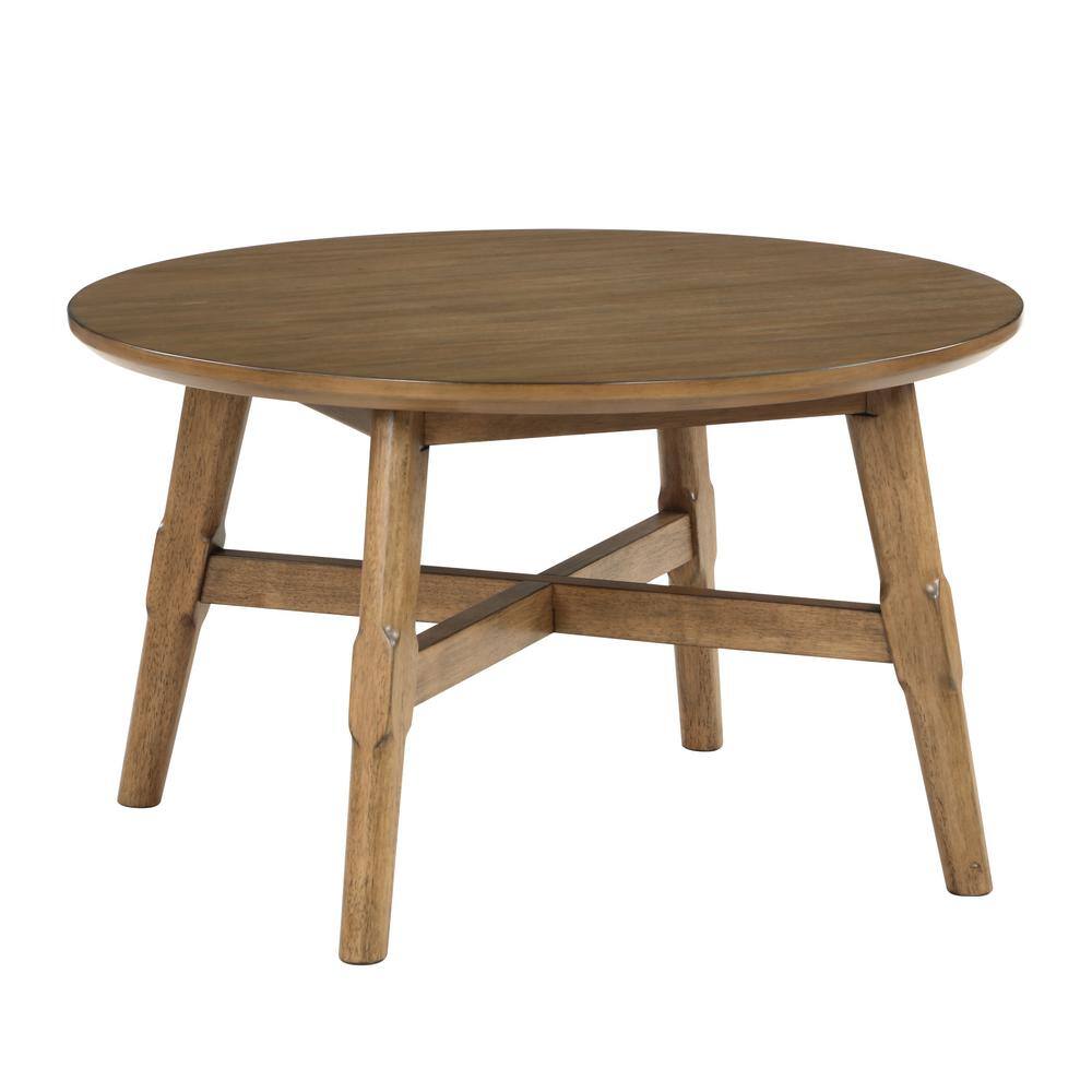 Oslo Round Pecan Brown Wood Coffee Table