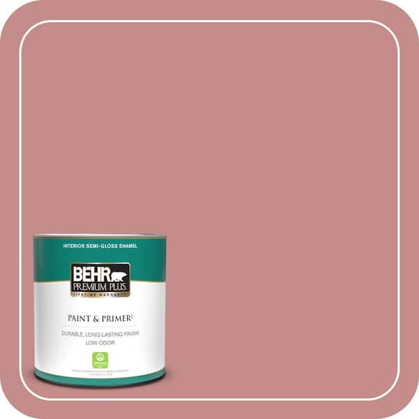 BEHR PREMIUM PLUS 1 qt. #BIC-32 Grand Sunset Semi-Gloss Enamel Low Odor Interior Paint & Primer