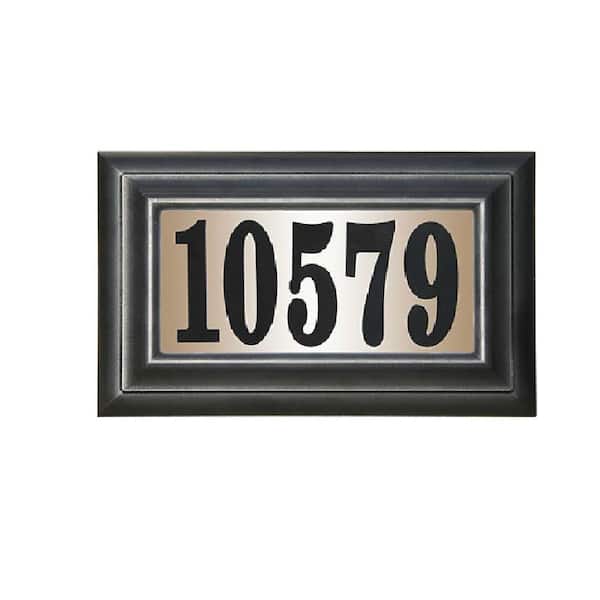 Black Qualarc SRST-AB60-LED-BLK Serrano Low Voltage Rust Free Galvanized Steel Rectangular LED Lighted Address Plaque with 4 Polymer Numbers 