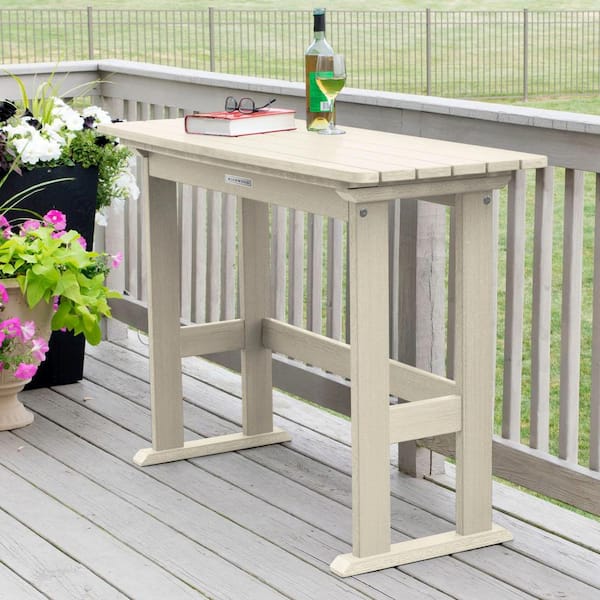 Highwood Lehigh Whitewash Rectangular Recycled Plastic Outdoor Balcony Height Dining Table