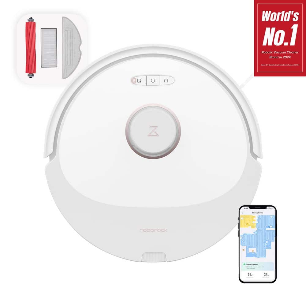 Q8 Max 15.7 in. W Robotic Vacuum and Mop with Smart Navigation, Bagless Washable Filter, Multi-Surface in White -  Roborock, HD-Q80Max-M1