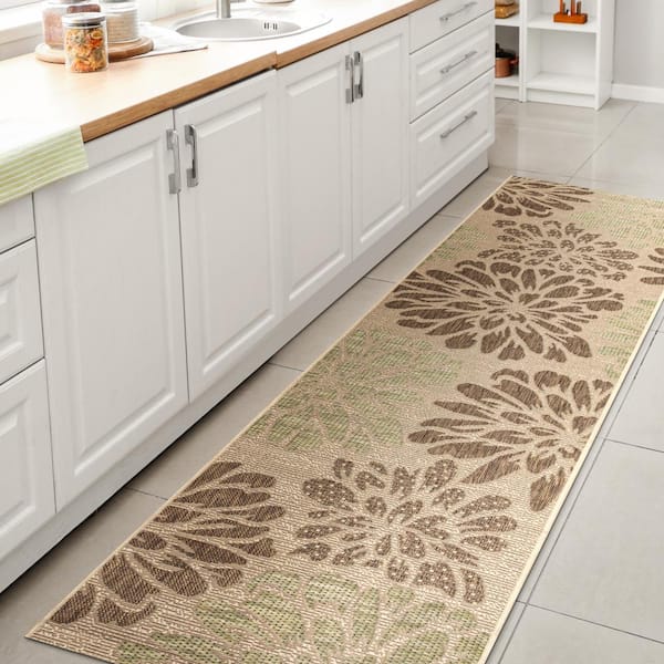 Zinnia Sage/Brown 2 ft. x 8 ft. Indoor/Outdoor Runner