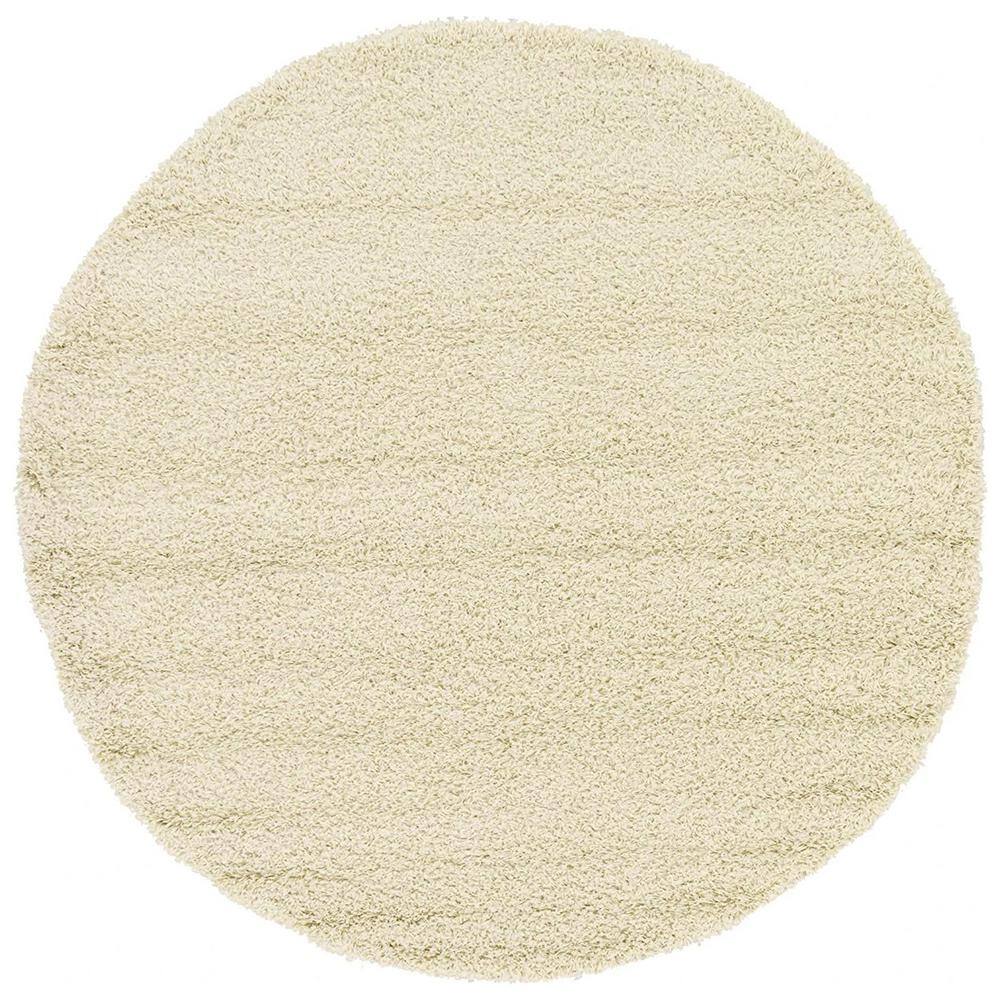 Beige ​Polypropylene 6 ft. x 6 ft. Solid Color Indoor Round Area Rug