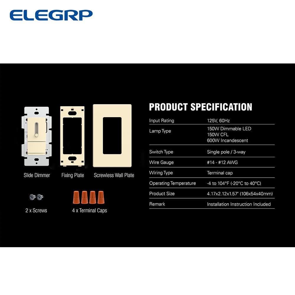 Light Almond Matte Double Pole Slide Dimmer with Wall Plate