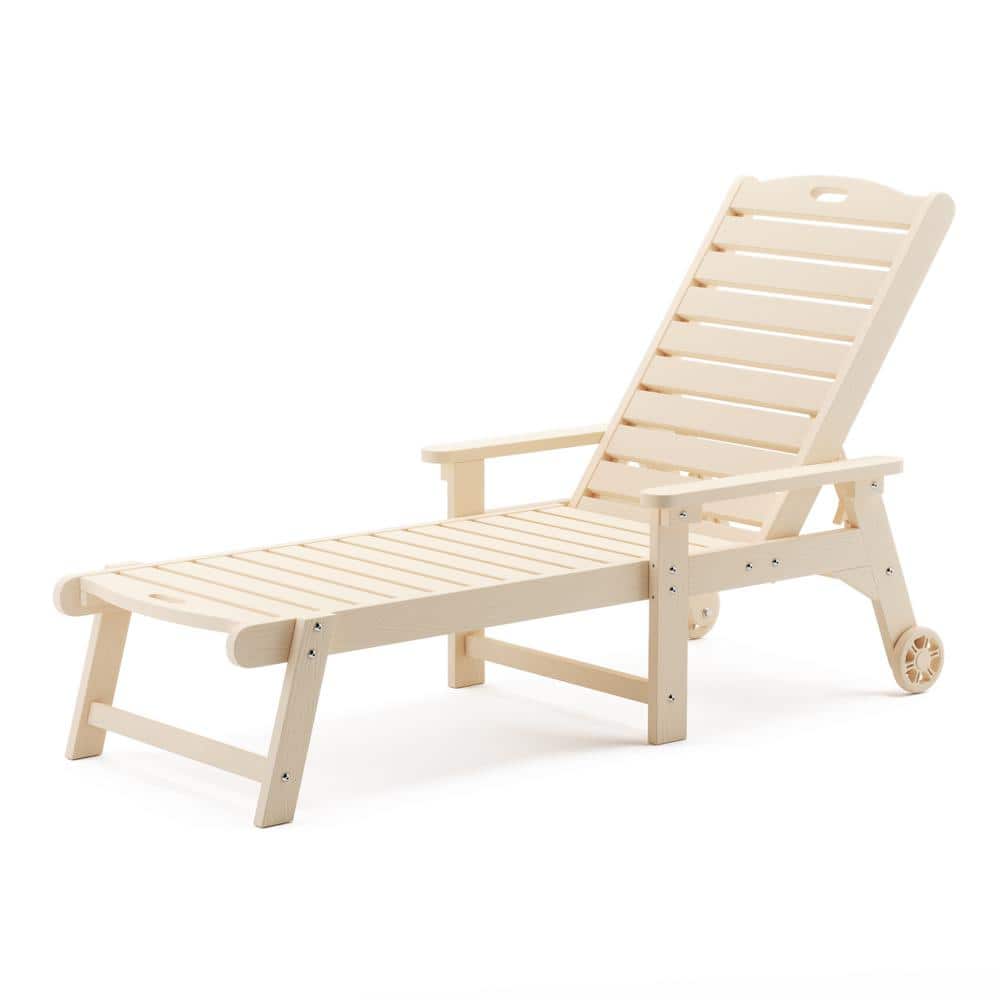 LUE BONA Helen Sand Recycled Plastic Plywood Adjustable Outdoor Reclining Chaise Lounge Chairs