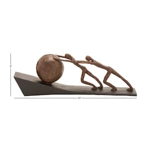 5 in. x 8 in. Brown Polystone People Sculpture with Ball