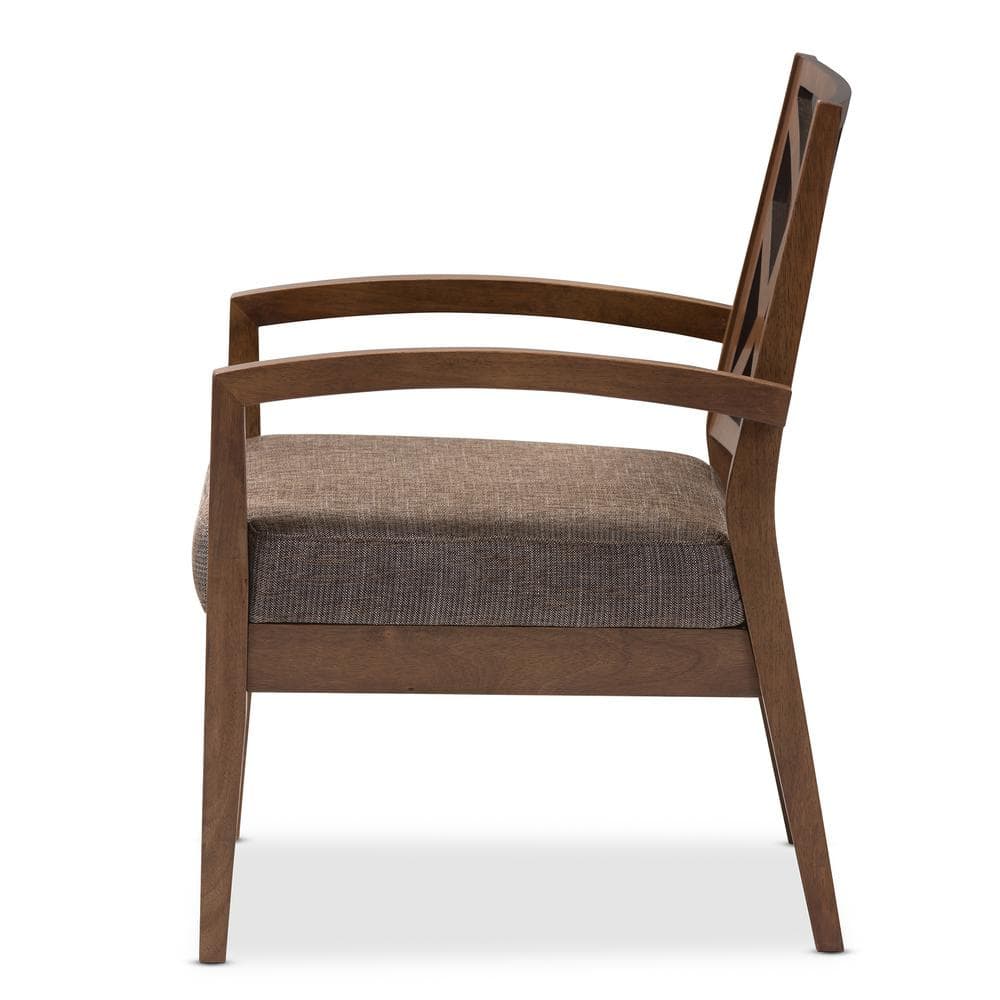 Jennifer Gray Twill and Walnut Wood Accent Chair