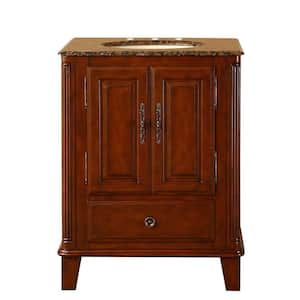 28 in. W x 22 in. D Vanity in Special Walnut with Granite Vanity Top in Baltic Brown with Ivory Basin
