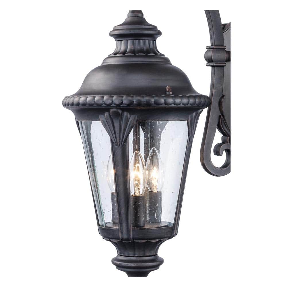 Rust Brown Seeded Glass Outdoor Wall Lantern Sconce