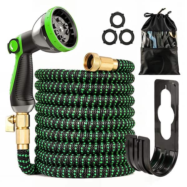 COOLSHARK 3/4 in. x 75 ft. Light Expandable Garden Hose with 10 Function Nozzle, Storage Bag, a Wall Mount, No-Kink Water Hose