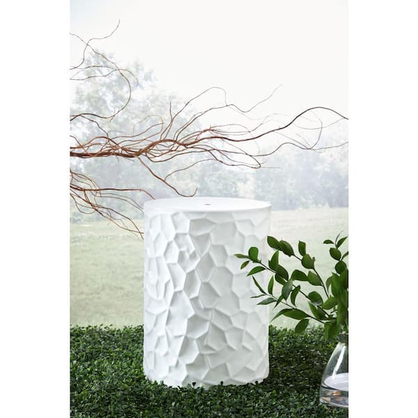 Jungrove 17.5 in. White Backless Ceramic Non-Upholstered Stool