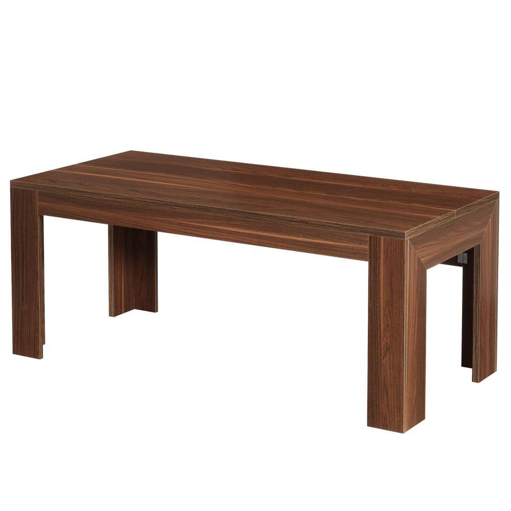 Moronia 63 in. Walnut Engineered Wood Rectangular Executive Computer Desk with 4 Legs for Home Office