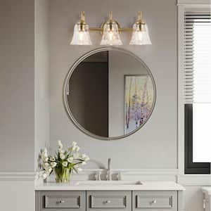 Austin 18.3 in. 3-Light Brass Vanity Light with Glass Shade