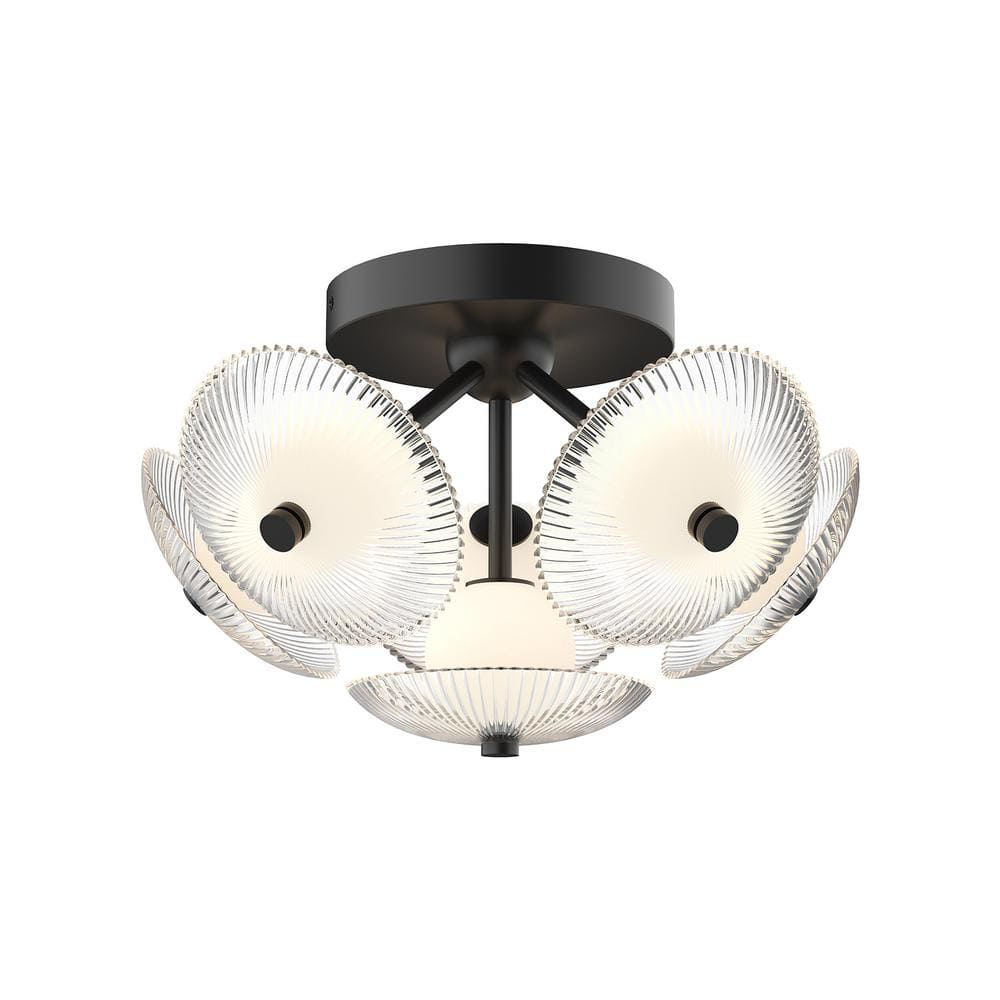 Hera Matte Black and Glass LED Semi Flush Mount