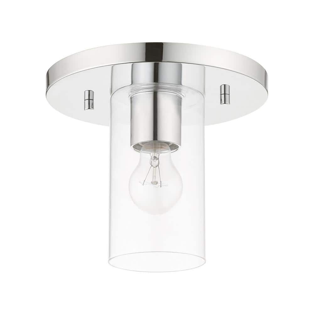 Zurich Polished Chrome 9" Flush Mount with Clear Glass