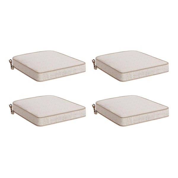 Hampton Bay 20 in. W x 20 in. D Cushionguard Universal Outdoor Seat Pad in Putty Trellis (Set of 4)