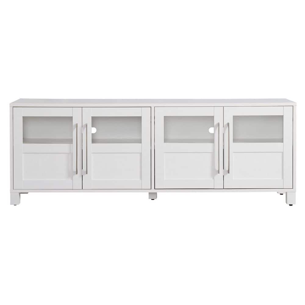 Holbrook Modern White 68" TV Stand with Glass & Solid Doors