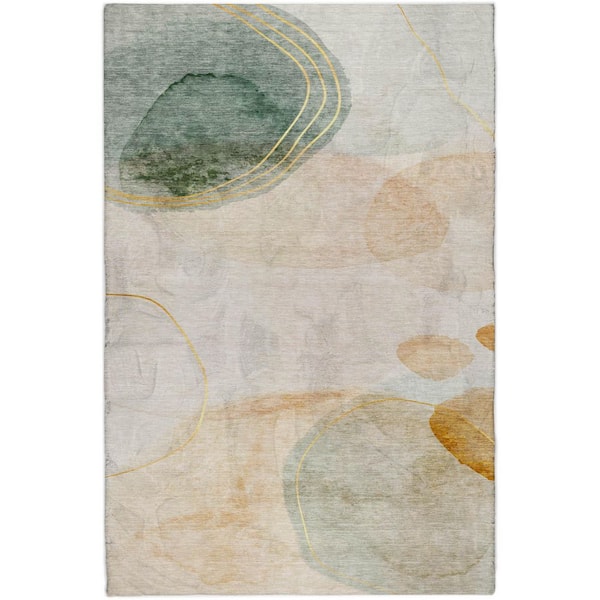 Dream Shag Premium Machine Washable Abstract ADS545 Beige 10 ft. x 14 ft. Area Rug