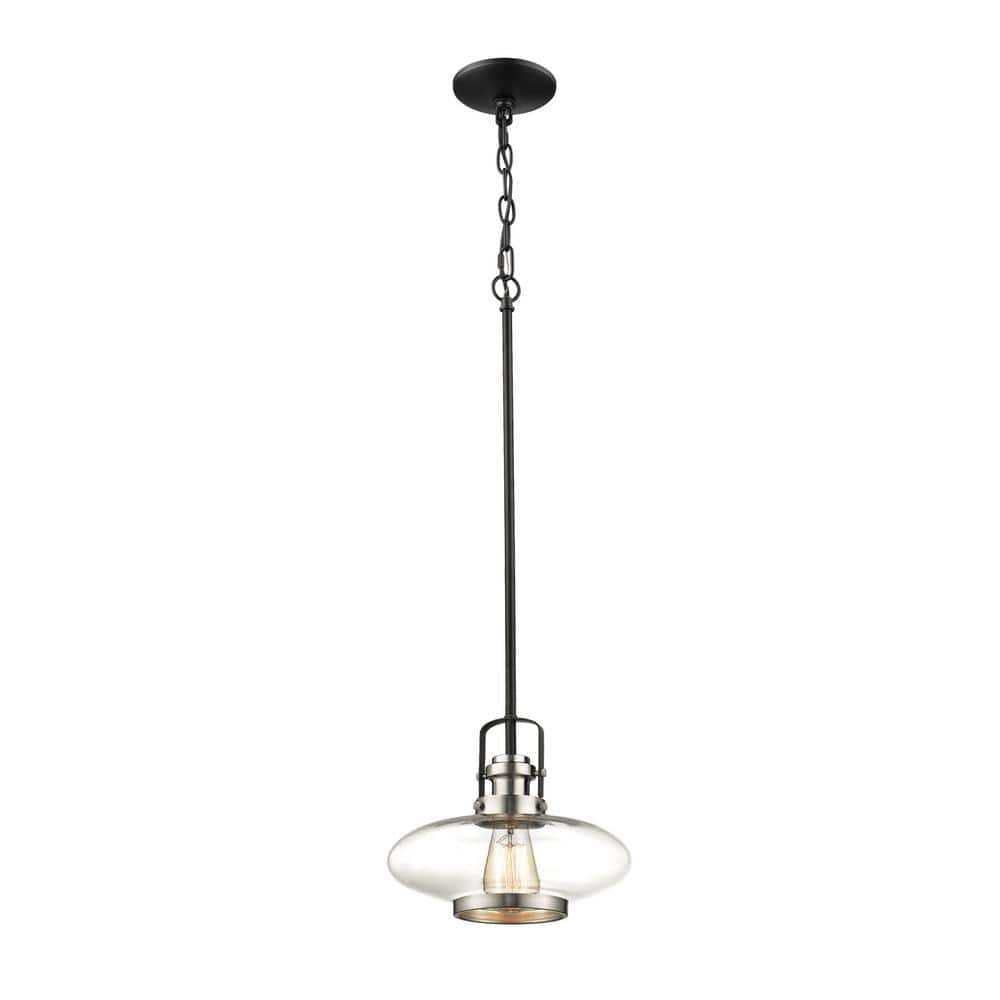 Millennium Lighting 1-Light 10 in. Satin Nickel/Matte Black Mini Pendant