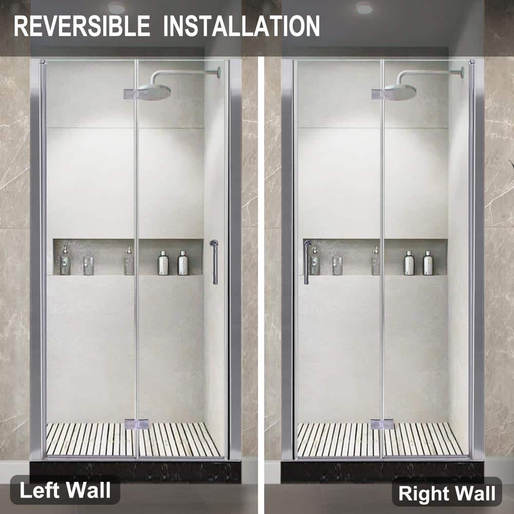 Chrome Bifold Frameless Glass Shower Door 34-35.5" W x 72" H