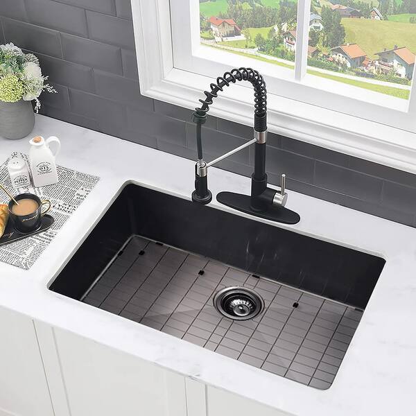 Staykiwi 30 in. Undermount Single Bowl 18 Gauge Gunmetal