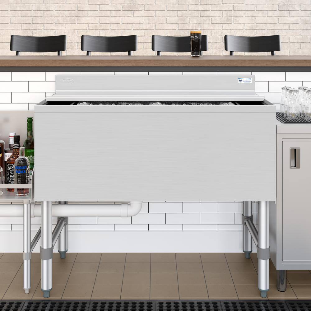 36" Stainless Steel Commercial Underbar Ice Bin with Sliding Lid