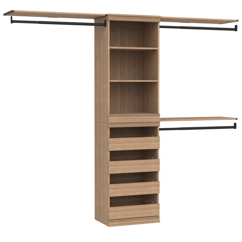 Modular Storage 73.38-93.43 in. W Honey Tower System 5-Shelf Wood Closet System
