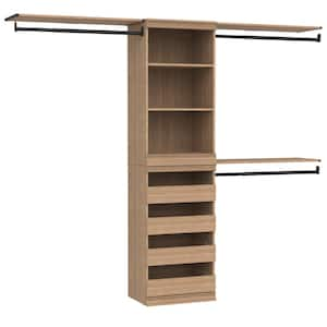 Modular Storage 73.38 in.-93.43 in. W Honey Tower System 5-Shelf Wood Closet System