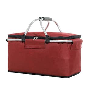 20 qt. Large Insulated Foldable Soft-Side Cooler Bag for Camping, Picnic, Travel in Red