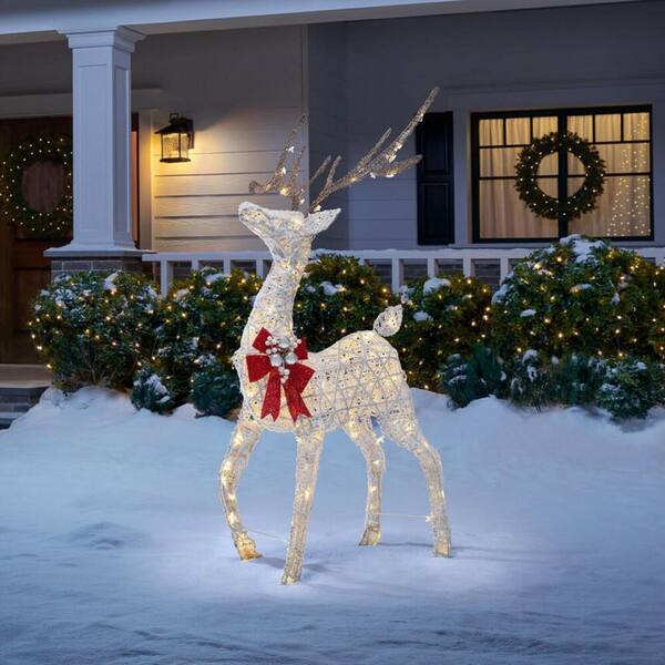 4.5 ft. feeding reindeer with led lights yard sculpture