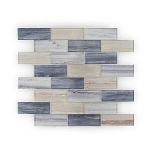 New Moon Blue 11.875 in. x 11.625 in. Interlocking Glossy Glass Mosaic Tile (14.38 sq. ft./Case)