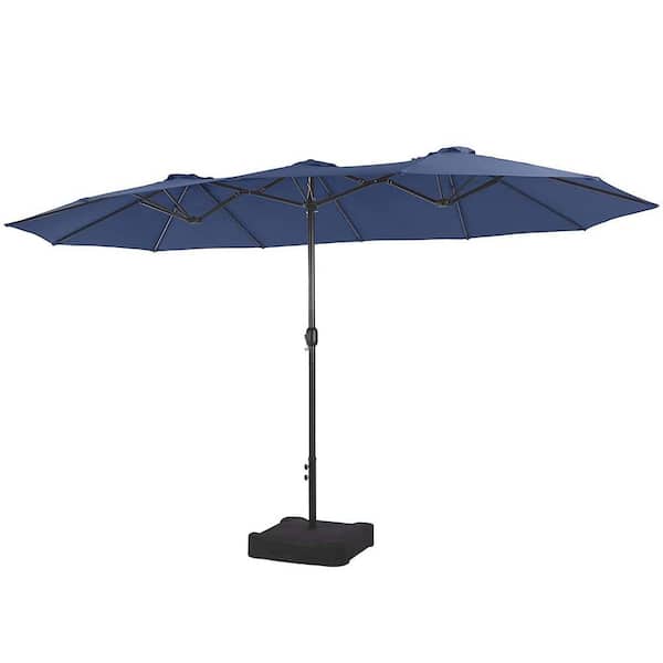 Unbranded 15 ft. Steel Market Rectangle Patio Umbrella in Blue