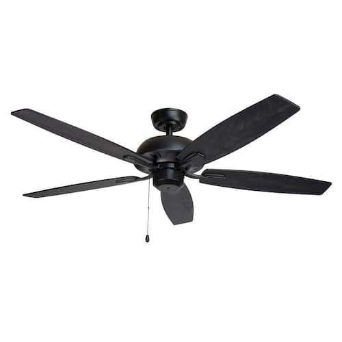 Newport 52 in. 3-Speed Ceiling Fan Matte Black Pull Chain Light Kit, Remote Control or Wall Control Adaptable BLUE MOUNTAIN FANS Ceiling Fans Without Lights