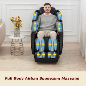Black Leather Massage Chair Recliner with Zero Gravity Airbag Massage Bluetooth Speaker Foot Roller( Set of 1)