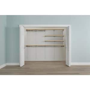 Genevieve 8 ft. Birch Adjustable Closet Organizer Double and Short Hanging Rods with 8 Shelves