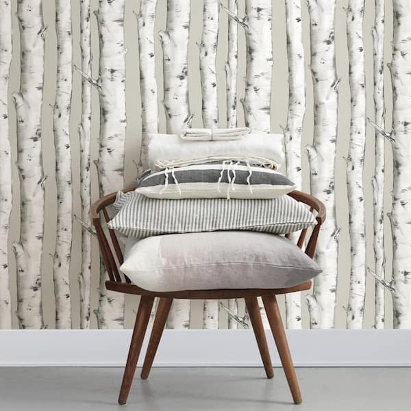 Grey Downy Birch Peel and Stick Wallpaper Sample