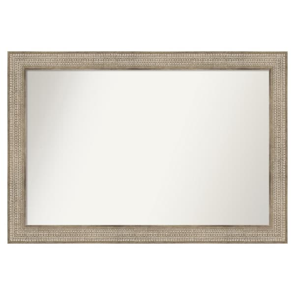 Amanti Art Trellis Silver 48 in. x 33 in. Custom Non-Beveled Wood Framed Bathroom Vanity Wall Mirror