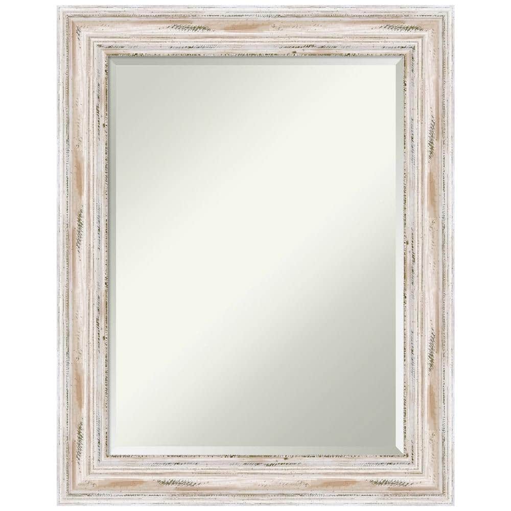 Medium Rectangle Distressed Whitewash Beveled Glass Casual Mirror (29.13 in