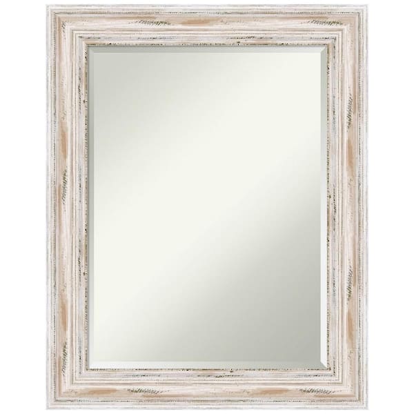 Amanti Art Medium Rectangle Distressed Whitewash Beveled Glass Casual Mirror (29.13 in. H x 23.13 in. W)