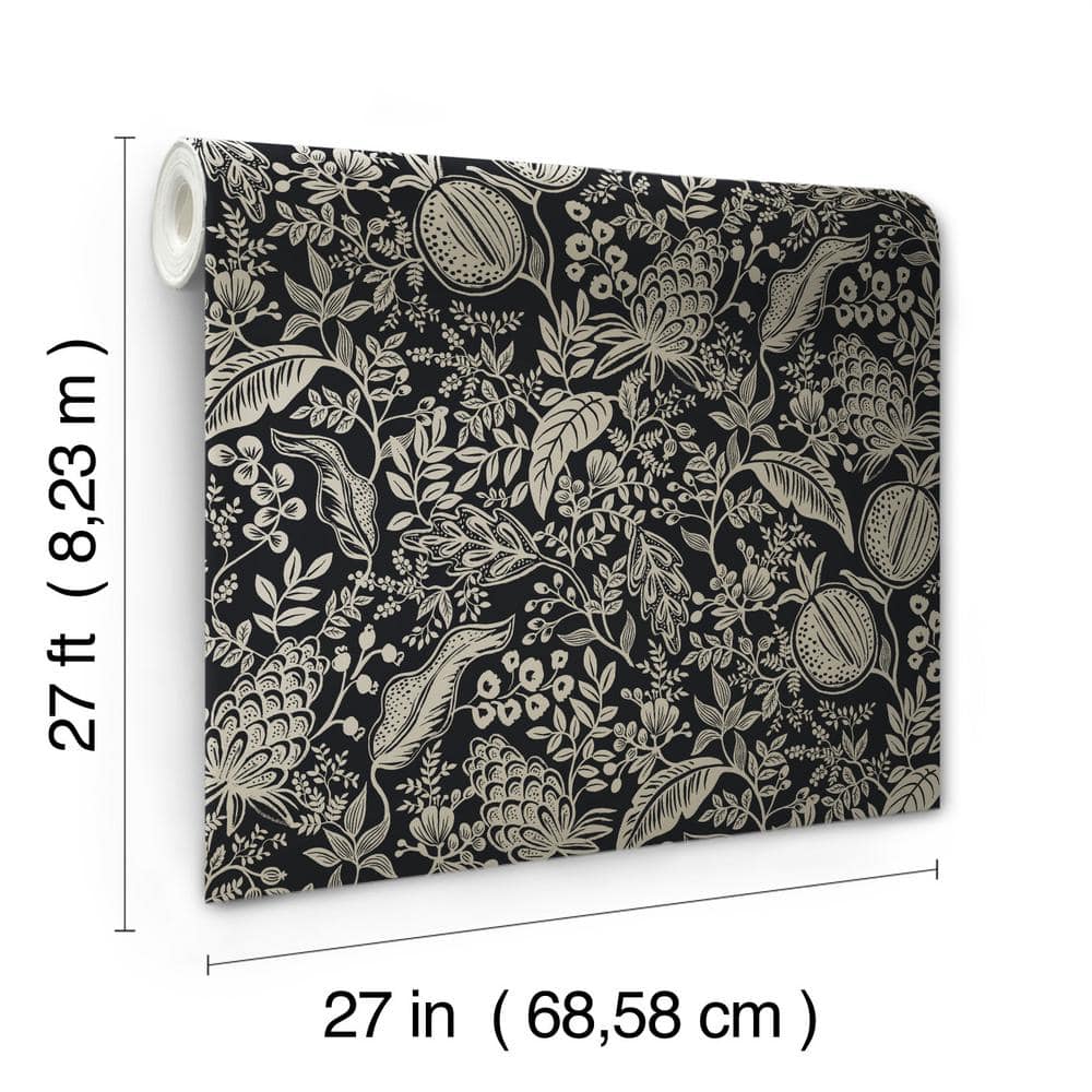 Black and Linen Pomegranate Removable Washable Wallpaper Roll