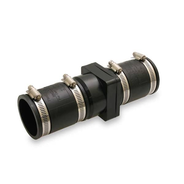 PLUMBFLEX 2 in. x 2 in. Plastic Sump Pump Check Valve with PVC Adapters and Stainless Steel Clamps