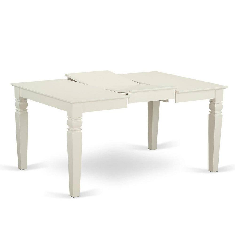 Linen White Extendable Dining Set with 4 Upholstered Parsons Chairs
