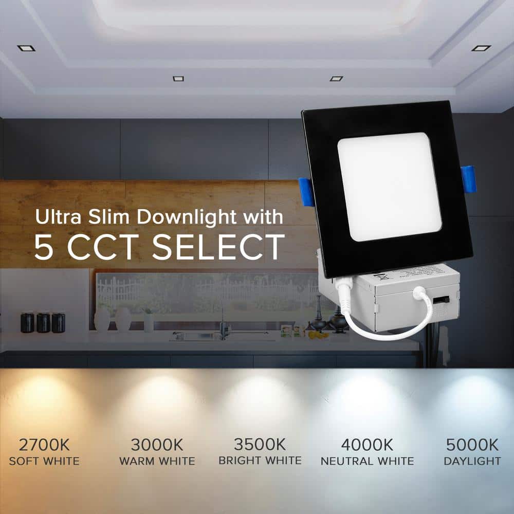 4-Inch Black Aluminum Square LED Recessed Downlight