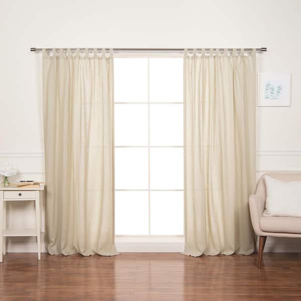 Best Home Fashion 52" W X 96" L 100% Linen Silver Tab Top Curtain Set in Natural