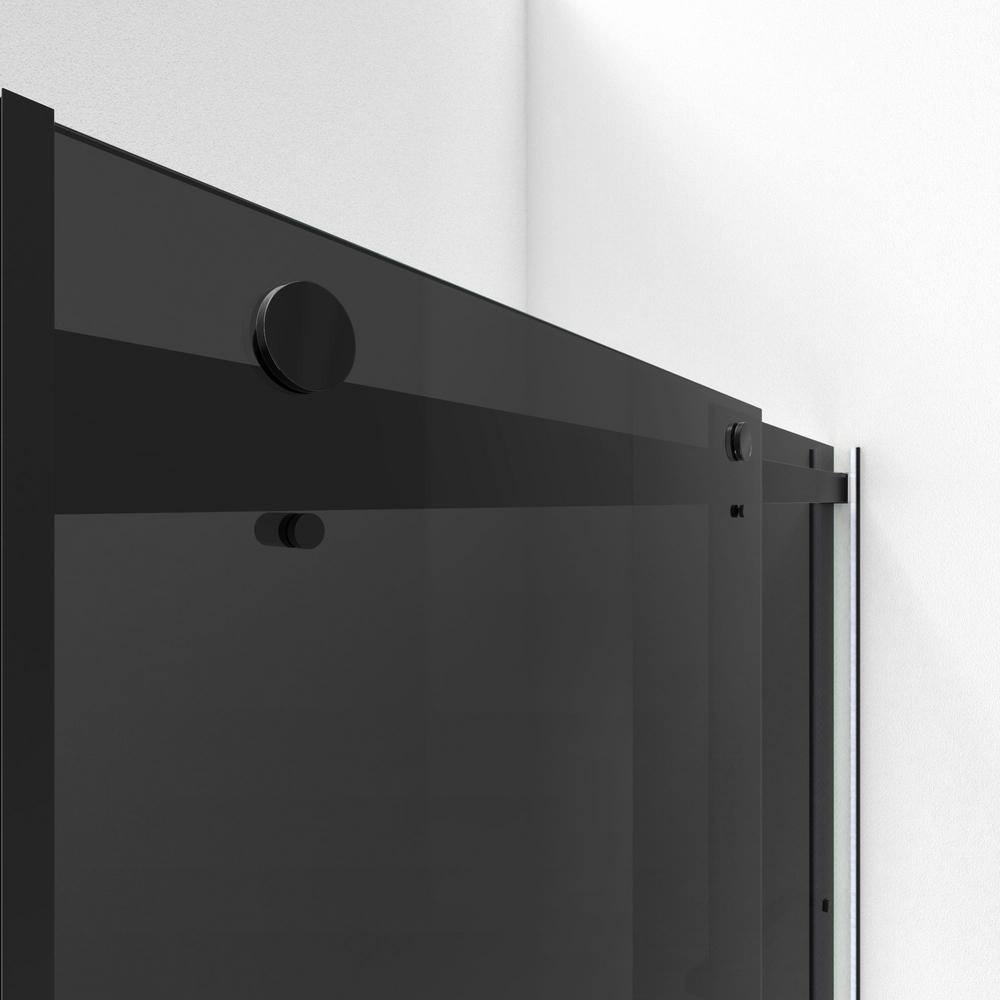 Essence 56-60" Frameless Matte Black Sliding Shower Door with Smoke Gray Glass
